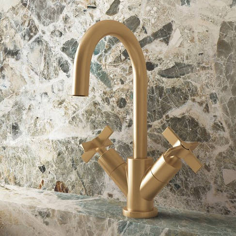 Example image of Crosswater Clover Mono Basin Mixer Tap With Crosshead Handles (Br Brass).
