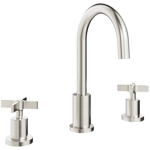Larger image of Crosswater Clover 3TH Basin Mixer Tap With Crosshead Handles (Br Metallic).