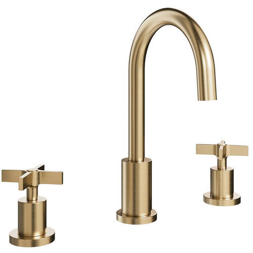Larger image of Crosswater Clover 3TH Basin Mixer Tap With Crosshead Handles (Br Brass).
