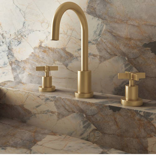 Example image of Crosswater Clover 3TH Basin Mixer Tap With Crosshead Handles (Br Brass).