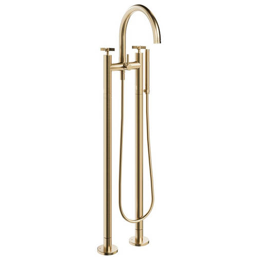 Larger image of Crosswater Clover Floorstanding Bath Shower Mixer Tap (Br Brass).