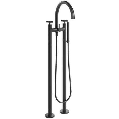 Larger image of Crosswater Clover Floorstanding Bath Shower Mixer Tap (M Black).