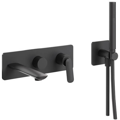 Larger image of Crosswater Huck Wall-Mounted Bath Shower Mixer Tap (Matt Black).