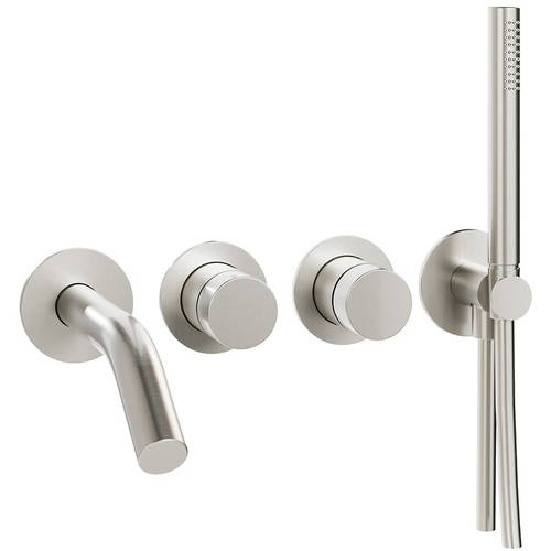 Larger image of Crosswater Ixora Wall-Mounted Bath Shower Mixer Tap (316 stainless Steel).
