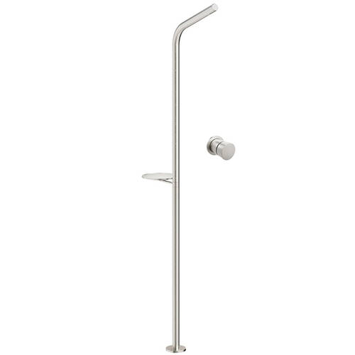 Larger image of Crosswater Ixora Floor Standing Shower Column with Valve & Shelf (316 stainless Steel).