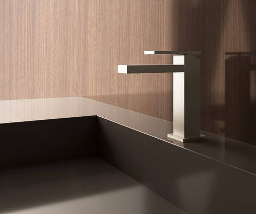 Example image of Crosswater Myron Mono Basin Mixer Tap With Lever Handle (Brushed Metallic).