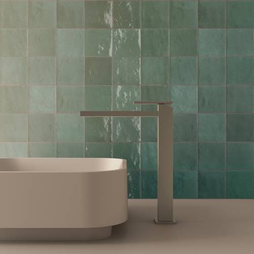 Example image of Crosswater Myron Tall Basin Mixer Tap With Lever Handle (Brushed Metallic).