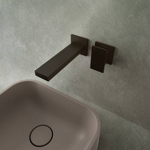 Example image of Crosswater Myron Wall Mounted Basin Mixer Tap (Matt Black).