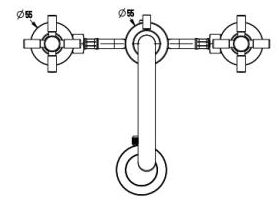 Technical image of Croswater Totti II 3 Hole Basin Mixer Tap With Waste (Chrome).