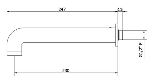 Technical image of Crosswater UNION Bath Spout (Brushed Black).