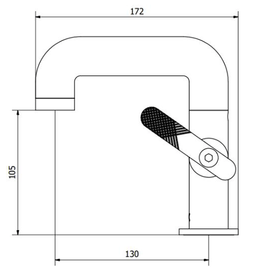 Technical image of Crosswater UNION Basin Mixer Tap With Red Lever Handle (Chrome).