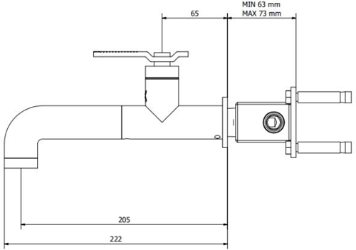 Technical image of Crosswater UNION Single Hole Wall Mounted Basin Mixer Tap (Chrome & Red).