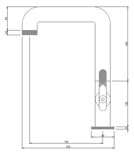 Technical image of Crosswater UNION Tall Basin Mixer Tap With Red Lever Handle (Chrome).