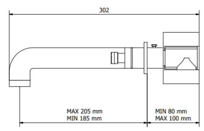 Technical image of Crosswater UNION Wall Mounted Basin Tap (Black Chrome & Brushed Brass).