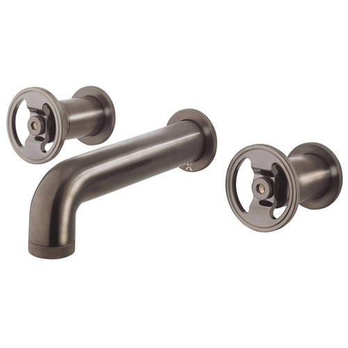 Larger image of Crosswater UNION Three Hole Wall Mounted Basin Mixer Tap (Brushed Black).