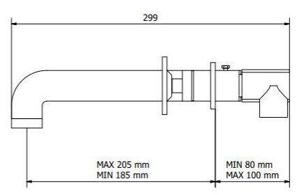 Technical image of Crosswater UNION Three Hole Wall Mounted Basin Mixer Tap (Chrome & Red).