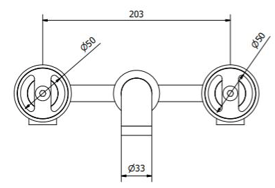 Technical image of Crosswater UNION Three Hole Wall Mounted Basin Mixer Tap (Chrome).