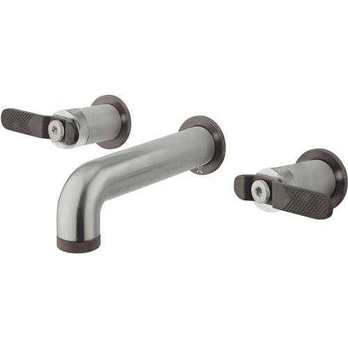 Larger image of Crosswater UNION Wall Mounted Basin Tap (Brushed Nickel & Black).