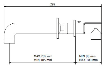 Technical image of Crosswater UNION Three Hole Wall Mounted Basin Mixer Tap (Brushed Nickel).