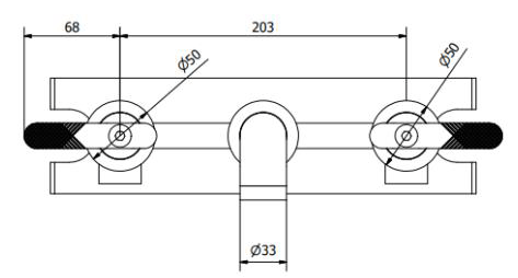 Technical image of Crosswater UNION Wall Mounted Basin Tap (Brushed Brass & Black).