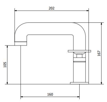 Technical image of Crosswater UNION Three Hole Deck Mounted Basin Mixer Tap (Brushed Black).