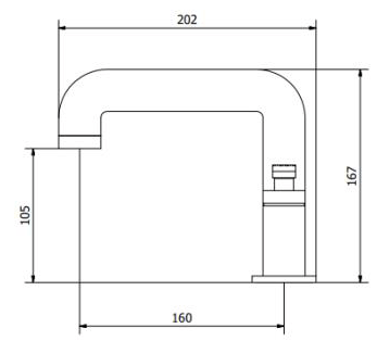 Technical image of Crosswater UNION 3 Hole Basin Mixer Tap (Black Chrome & Brushed Brass).