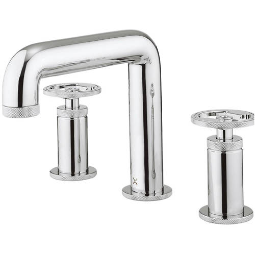 Larger image of Crosswater UNION Three Hole Deck Mounted Basin Mixer Tap (Chrome).