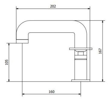 Technical image of Crosswater UNION Three Hole Deck Mounted Basin Mixer Tap (Chrome & Red).