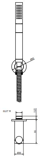 Technical image of Crosswater UNION Wall Outlet & Shower Handset (Chrome).