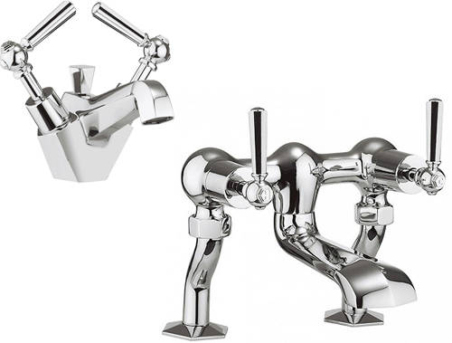 Larger image of Crosswater Waldorf Basin Mixer & Bath Filler Tap Pack (Chrome Lever Handles).