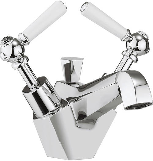 Example image of Crosswater Waldorf Basin & Bath Shower Mixer Tap Pack (White Handles).