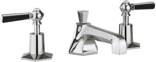 Example image of Crosswater Waldorf 3 Hole Basin Mixer & Bath Filler Taps (Black Handles).