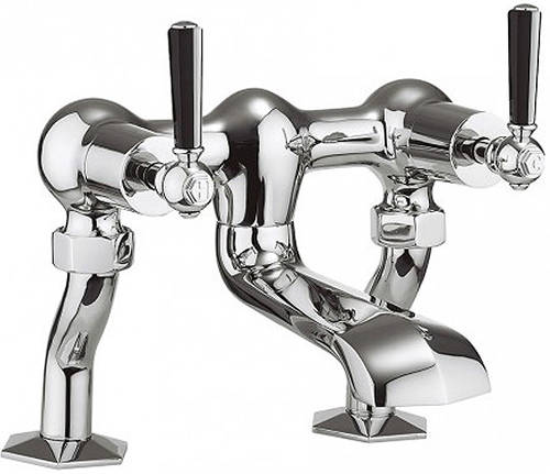 Example image of Crosswater Waldorf 3 Hole Basin Mixer & Bath Filler Taps (Black Handles).