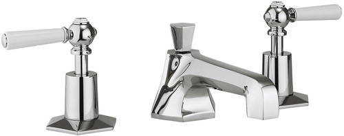 Example image of Crosswater Waldorf 3 Hole Basin & Bath Shower Mixer Tap (White Handles).
