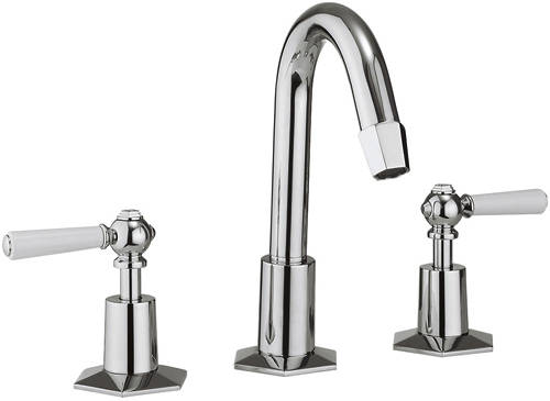 Example image of Crosswater Waldorf 3 Hole Basin Mixer & Bath Filler Tap (White Handles).