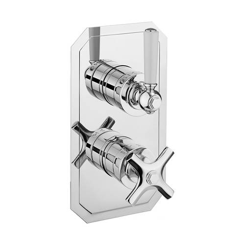 Larger image of Crosswater Waldorf Thermostatic Shower Valve (2 Outlet, Chrome & White).