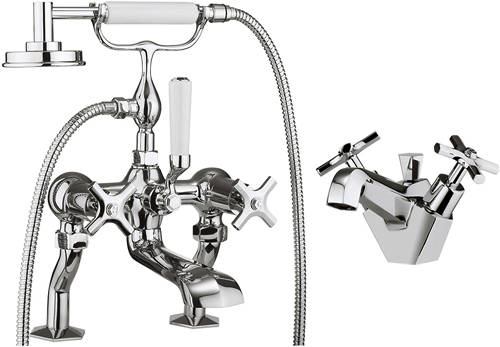 Larger image of Crosswater Waldorf Basin & Bath Shower Mixer Tap Pack (Chrome).