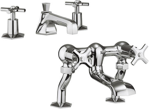 Larger image of Crosswater Waldorf 3 Hole Basin Mixer & Bath Filler Tap Pack (Chrome).