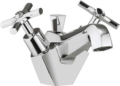 Larger image of Crosswater Waldorf Basin Mixer Tap With Crosshead Handles.