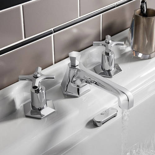 Example image of Crosswater Waldorf 3 Hole Basin Tap With Crosshead Handles.