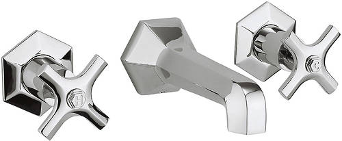 Larger image of Crosswater Waldorf Wall Mounted 3 Hole Basin Tap With Crosshead Handles.
