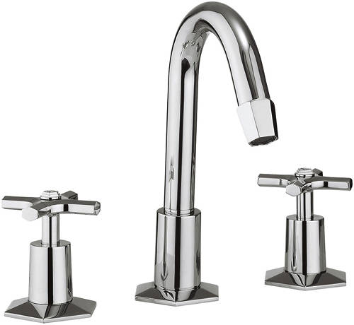 Larger image of Crosswater Waldorf 3 Hole Basin Tap, Tall Spout & Crosshead Handles.