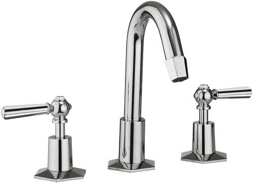 Larger image of Crosswater Waldorf 3 Hole Basin Tap, Tall Spout & Chrome Lever Handles.