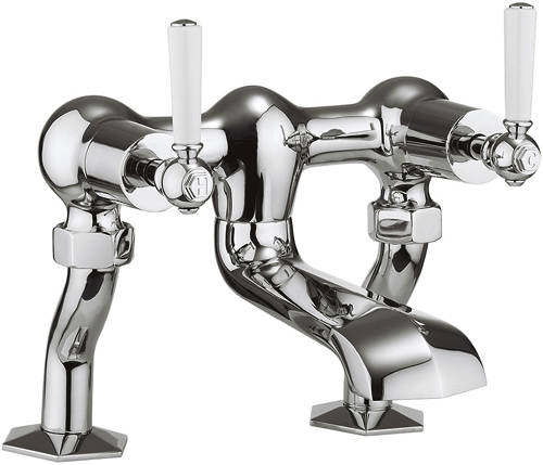 Larger image of Crosswater Waldorf Bath Filler Tap With White Lever Handles (Chrome).