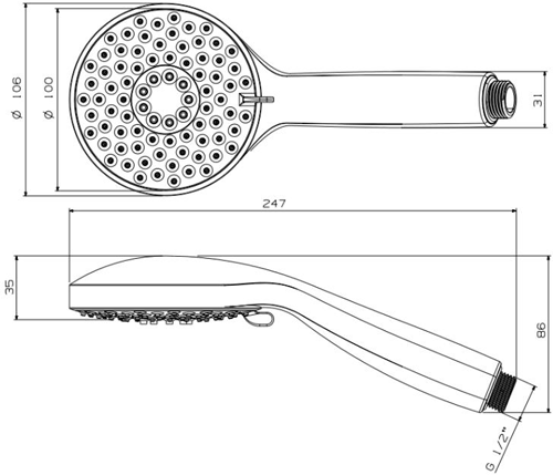 Technical image of Crosswater Wisp LP Premium Shower Kit (3 Mode, Chrome).