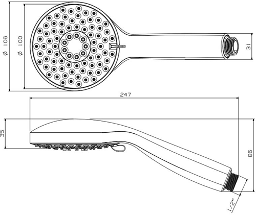 Technical image of Crosswater Wisp HP Premium Shower Kit (3 Mode, Chrome).