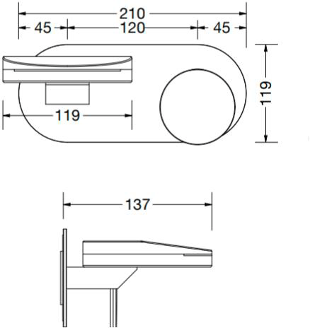 Technical image of Crosswater Water Circle Wall Mounted Basin Tap With Waterfall Spout.