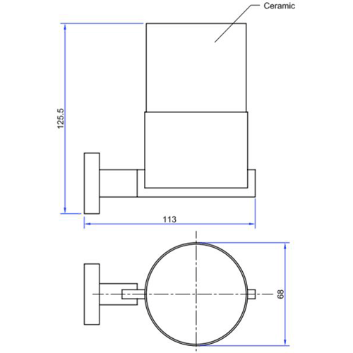 Technical image of Crosswater Zeya Tumbler & Holder (Chrome).