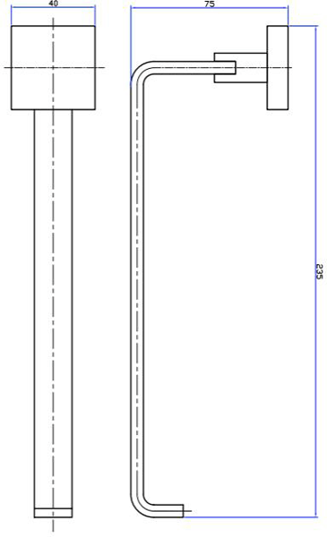 Technical image of Crosswater Zeya Small Towel Rail (235mm, Chrome).