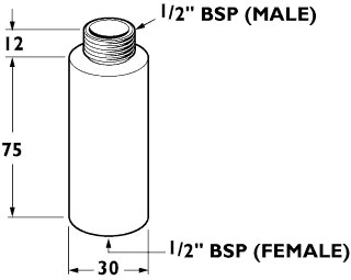 Technical image of Deva Spares 80mm Wall extensions for use with Deva bib taps (individual).